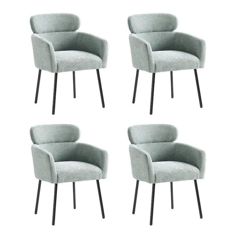 Modern Boucle Fabric Dining Chair with Metal Legs and Adjustable Feet, Set of 4