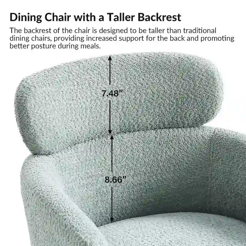 Modern Boucle Fabric Dining Chair with Metal Legs and Adjustable Feet, Set of 4