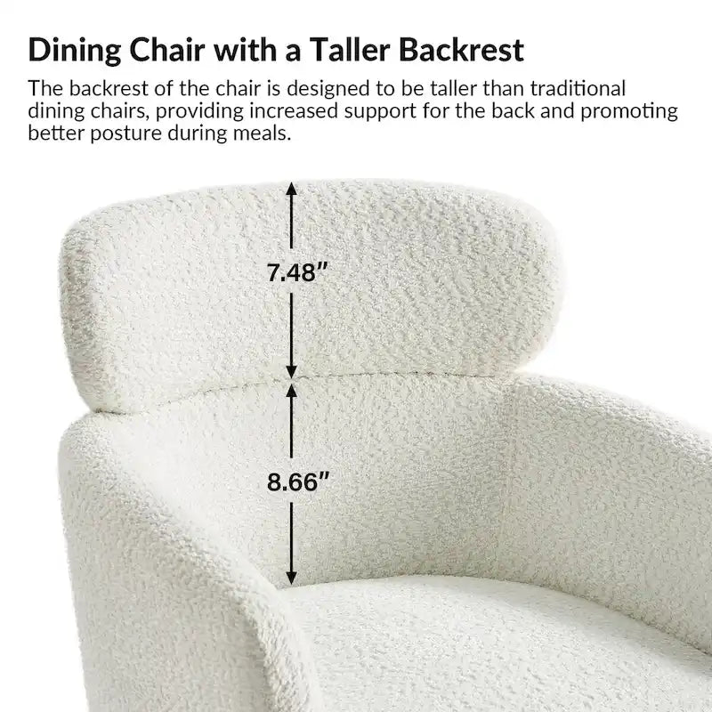 Modern Boucle Fabric Dining Chair with Metal Legs and Adjustable Feet, Set of 4