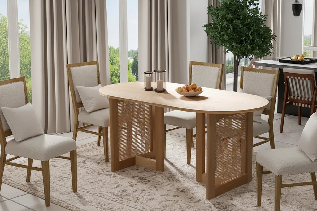 Lumioca Cinna Oak Wood Double Pedestal Dining Table