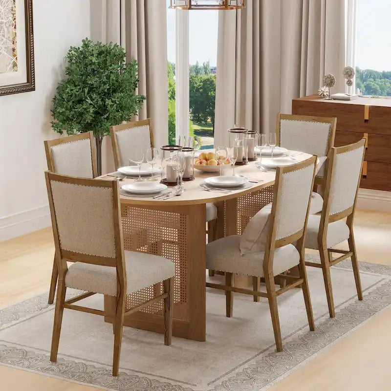 Oak Wood Double Pedestal Dining Table, Seats 4 to 6