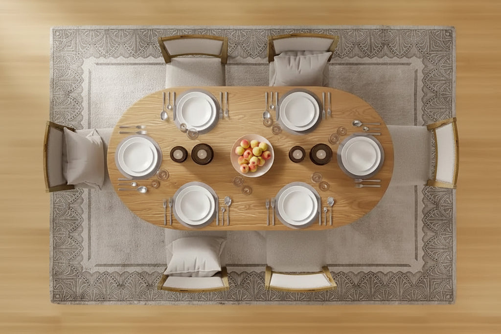 Oak Wood Double Pedestal Dining Table, Seats 4 to 6