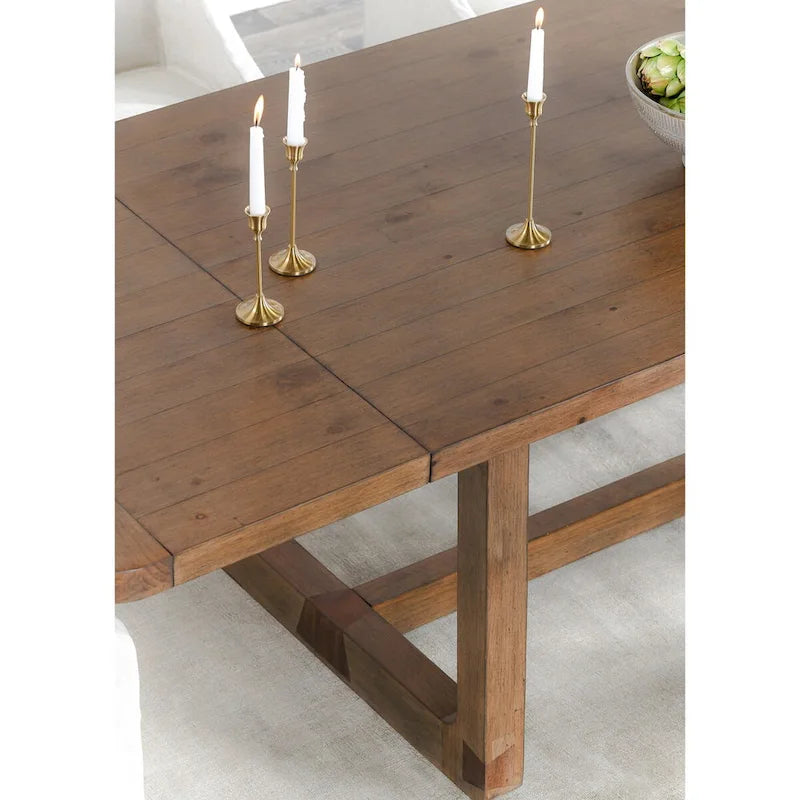 Extendable Solid Pine Wood Dining Table, Seats 6 to 10