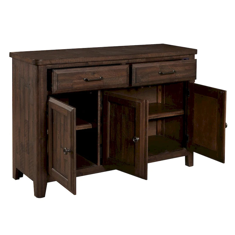 Farmhouse Buffet Cabinet with 3 Doors, 2 Drawers and Acacia Wood Finish