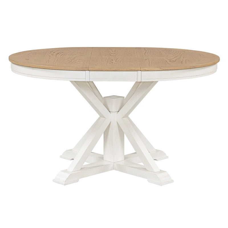 54-Inch Farmhouse Oval Extendable Dining Table, Black MDF