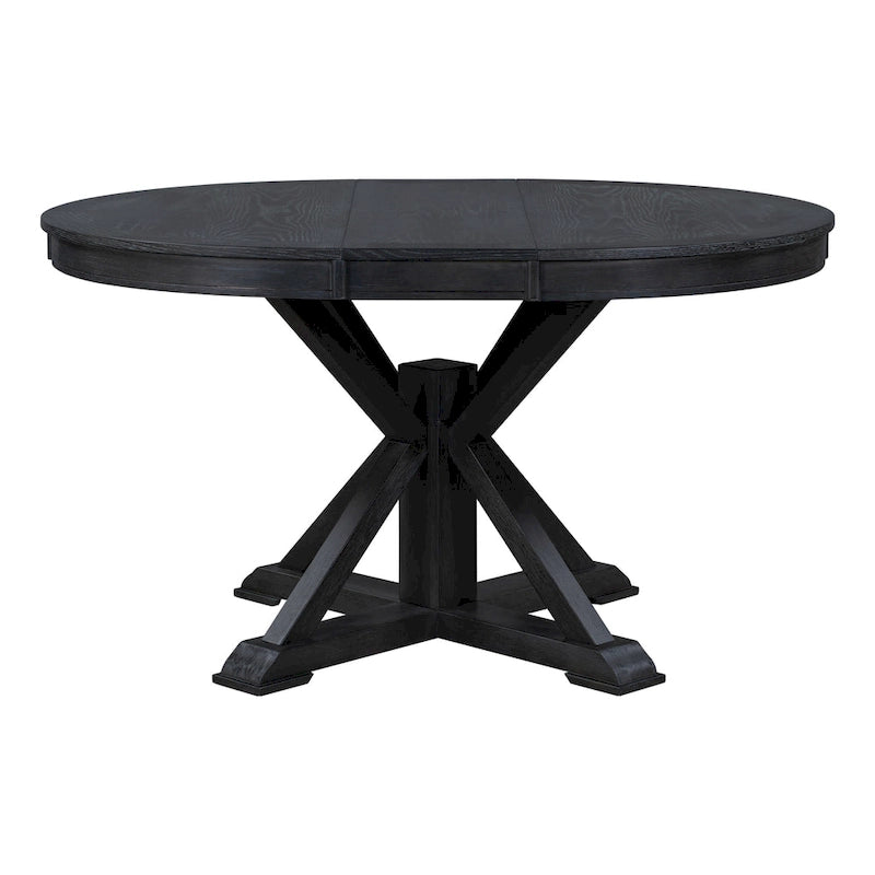54-Inch Farmhouse Oval Extendable Dining Table, Black MDF