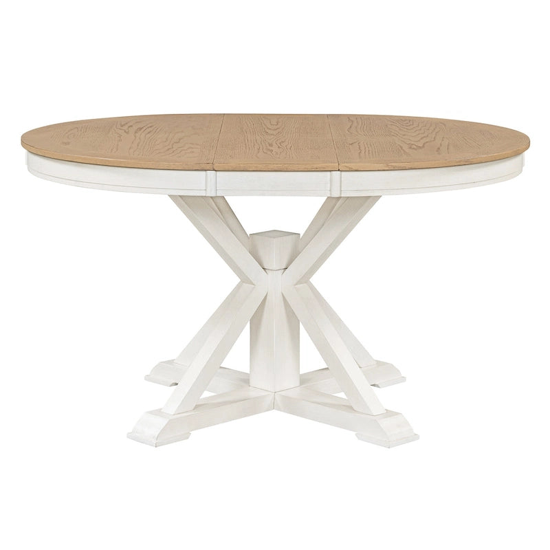 54-Inch Farmhouse Oval Extendable Dining Table, Black MDF