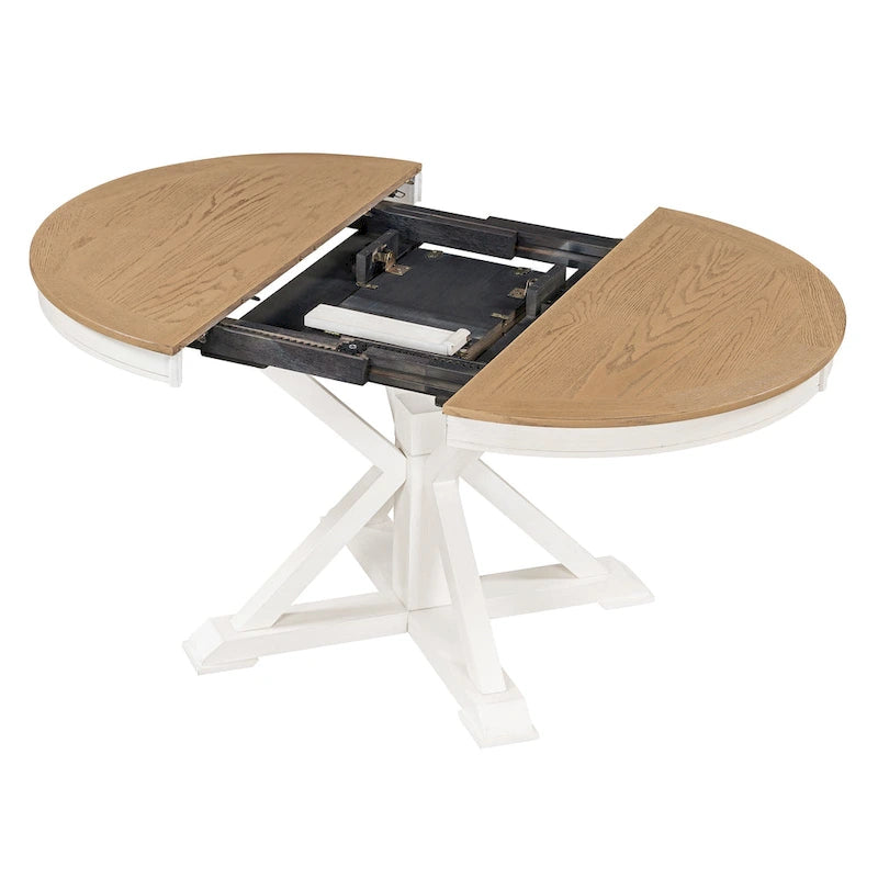 54-Inch Farmhouse Oval Extendable Dining Table, Black MDF