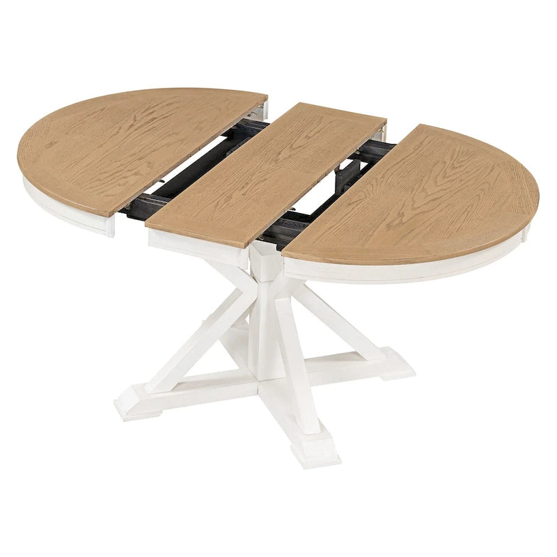 54-Inch Farmhouse Oval Extendable Dining Table, Black MDF