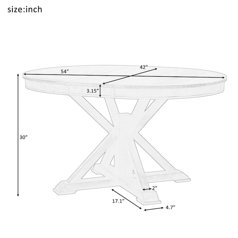 54-Inch Farmhouse Oval Extendable Dining Table, Black MDF