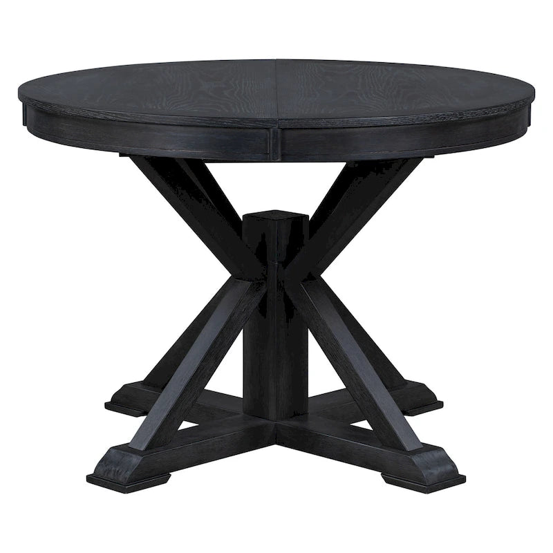 54-Inch Farmhouse Oval Extendable Dining Table, Black MDF