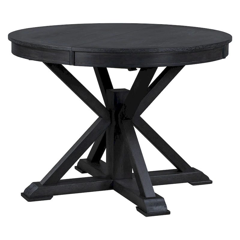 54-Inch Farmhouse Oval Extendable Dining Table, Black MDF