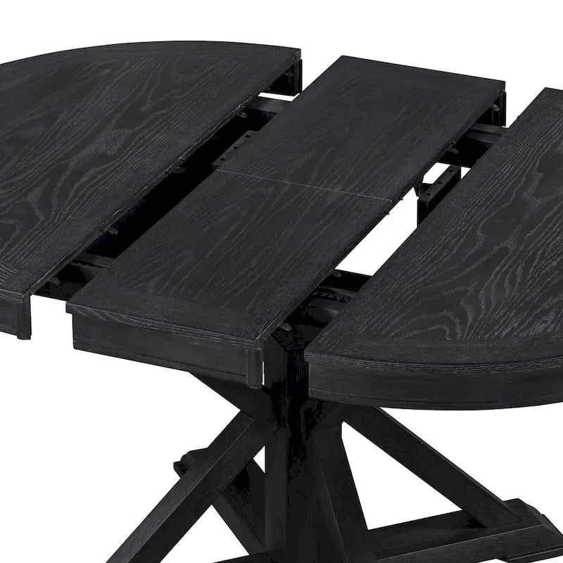 54-Inch Farmhouse Oval Extendable Dining Table, Black MDF