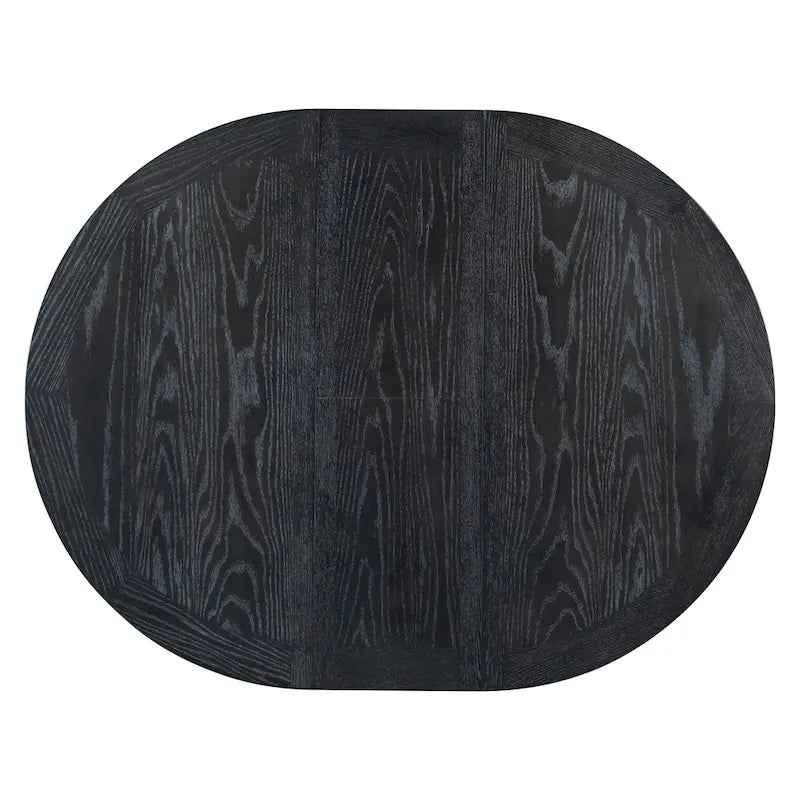 54-Inch Farmhouse Oval Extendable Dining Table, Black MDF