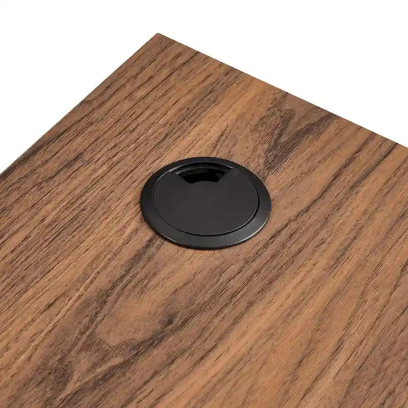 Wall Mount Corner Office Desk with Two Drawers and Wood Grain Finish