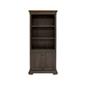 Executive Bookcase with Doors, Dark Brown Wood Finish, Fully Assembled