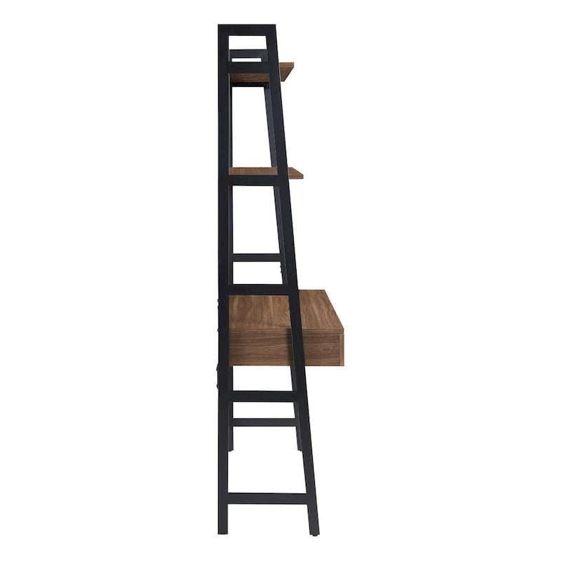 45-Inch Ladder Desk with Graduated Storage Shelves and Two Drawers