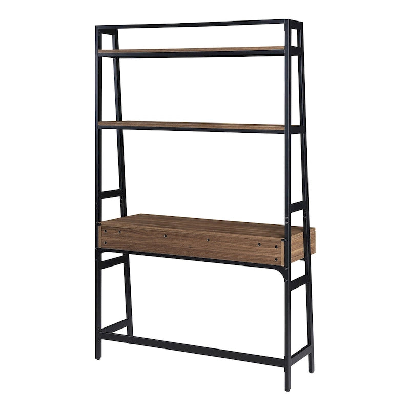 45-Inch Ladder Desk with Graduated Storage Shelves and Two Drawers