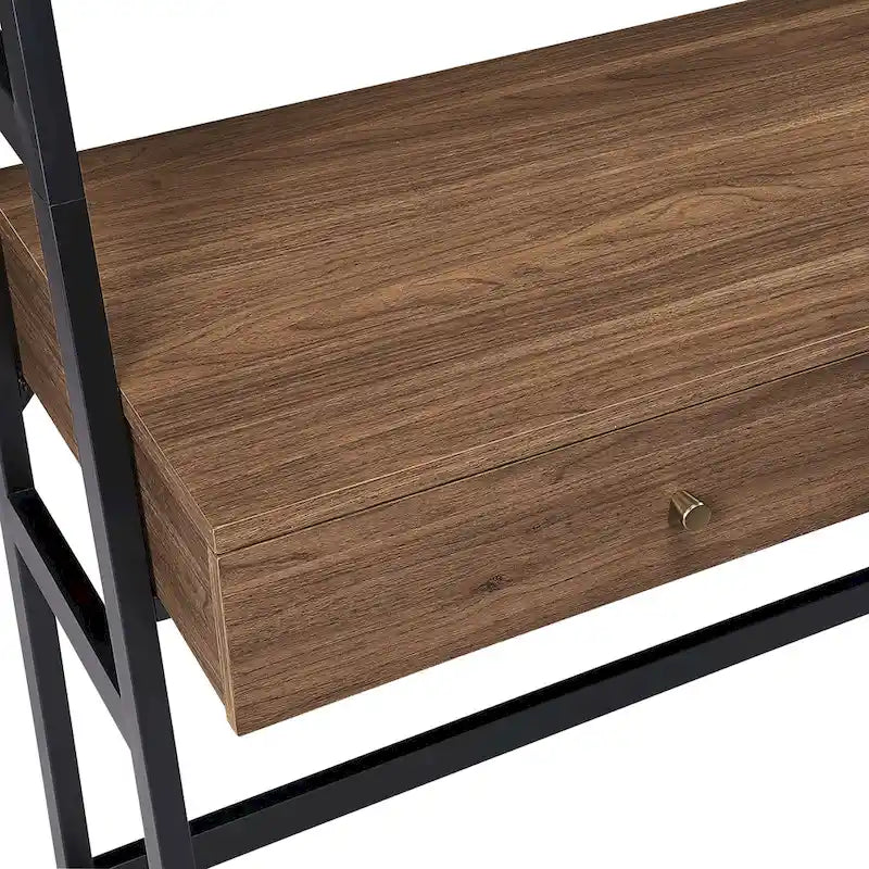 45-Inch Ladder Desk with Graduated Storage Shelves and Two Drawers