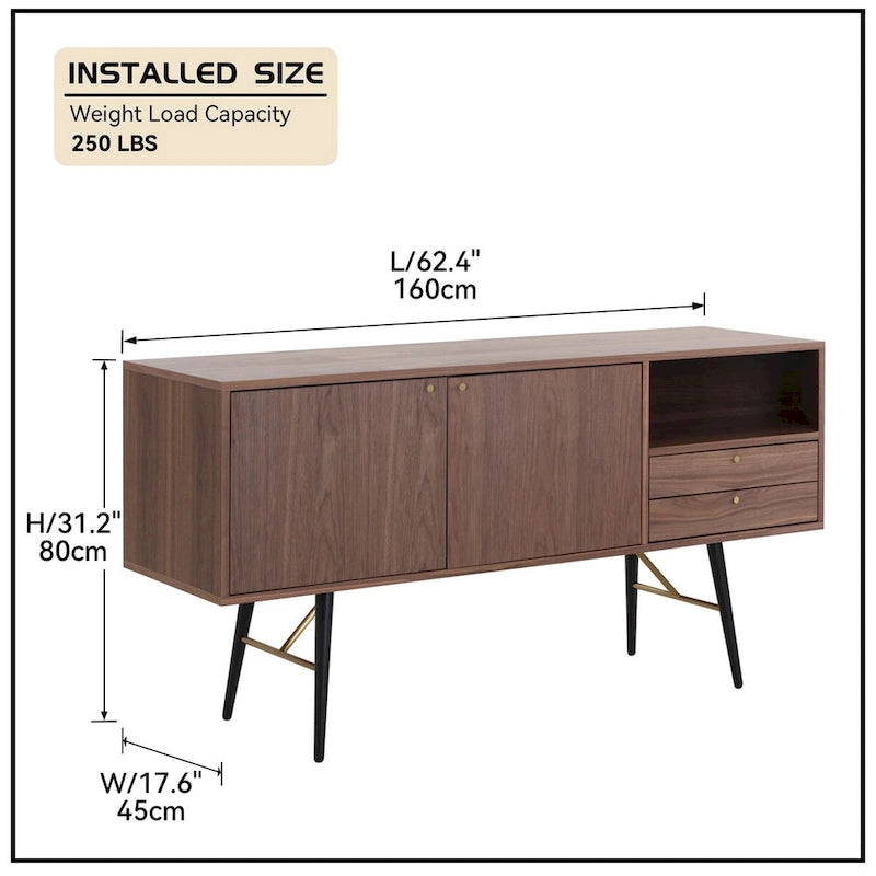 Mid-century Modern Kitchen Storage Sideboard & Buffet Cabinet TV Stand