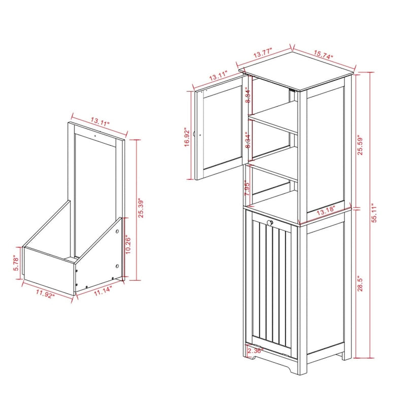 White 1-Compartment 1-Door Tilt-Out Laundry Sorter Cabinet