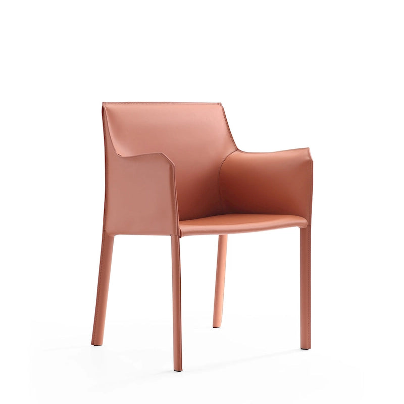 Modern Leather Dining Arm Chair with Curved Design