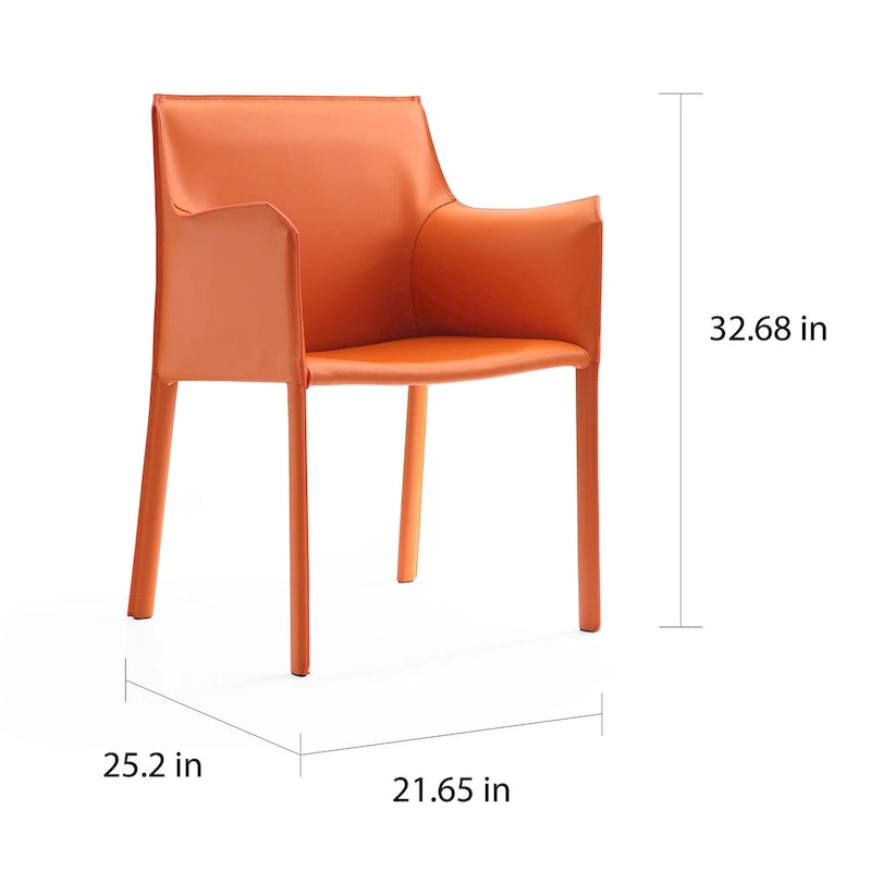 Modern Leather Dining Arm Chair with Curved Design