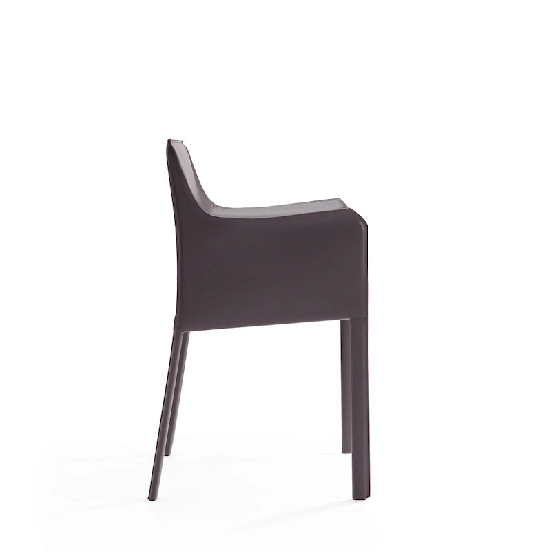 Modern Leather Dining Arm Chair with Curved Design