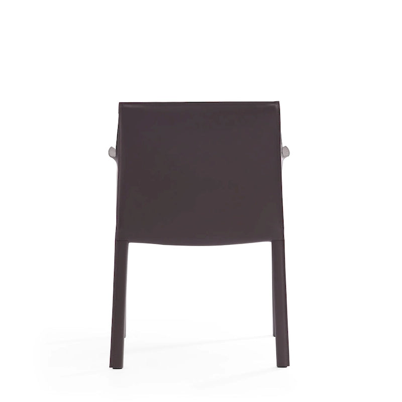 Modern Leather Dining Arm Chair with Curved Design