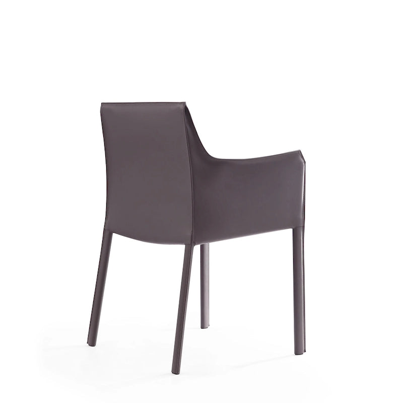 Modern Leather Dining Arm Chair with Curved Design