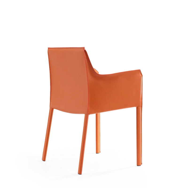 Modern Leather Dining Arm Chair with Curved Design