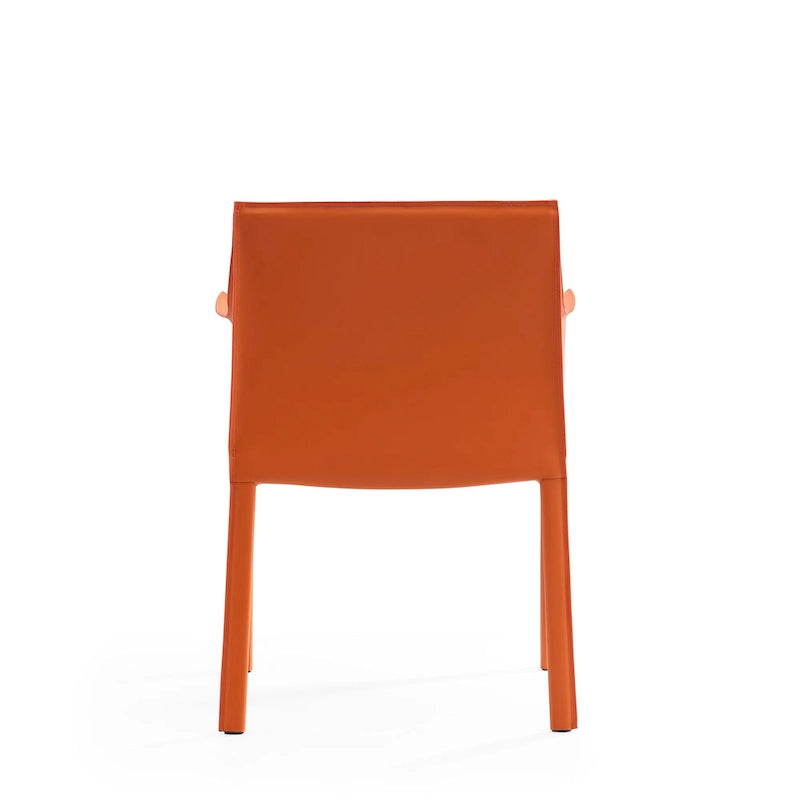 Modern Leather Dining Arm Chair with Curved Design