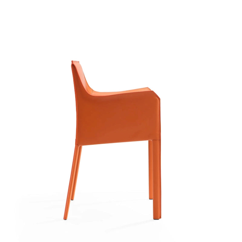 Modern Leather Dining Arm Chair with Curved Design