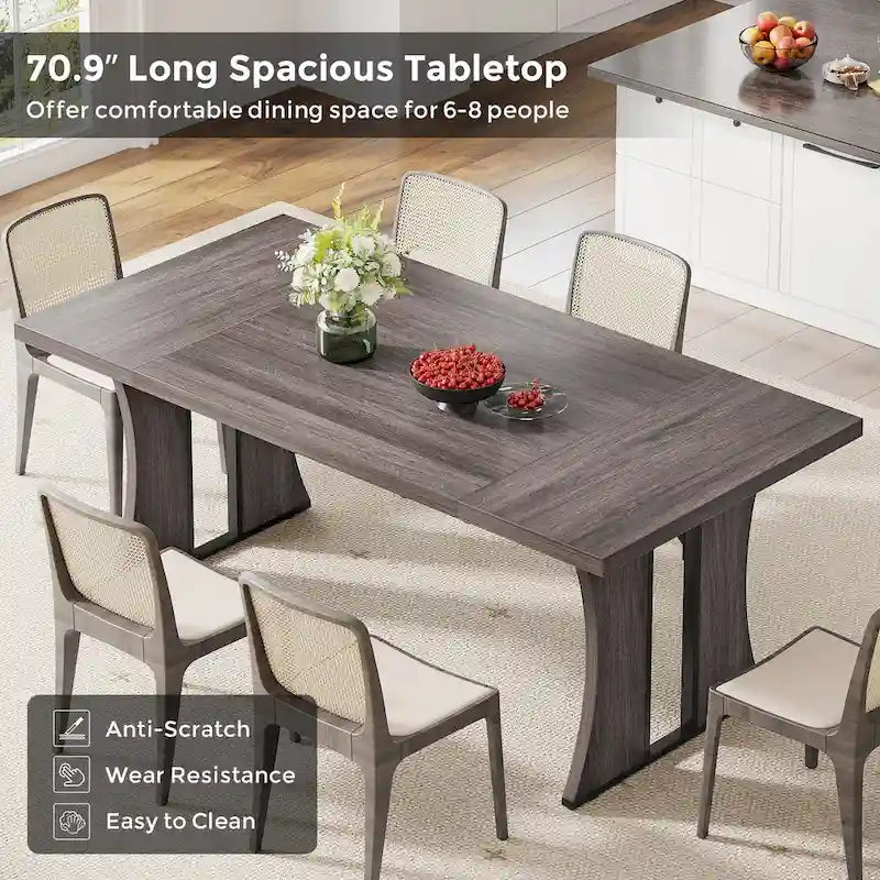 70.9 inch Large Dining Table for 6-8, Farmhouse Kitchen Table for Dining Room