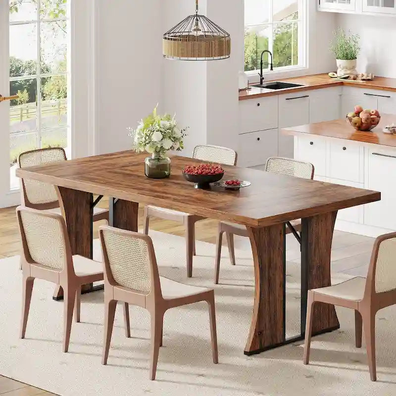 70.9 inch Large Dining Table for 6-8, Farmhouse Kitchen Table for Dining Room