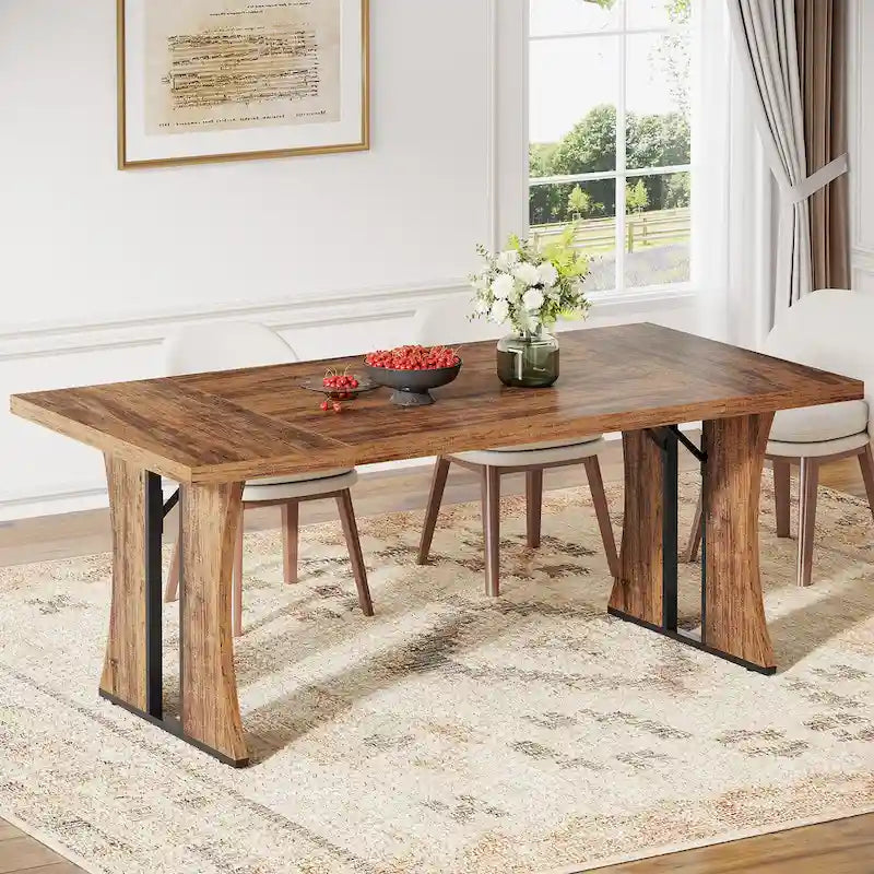 70.9 inch Large Dining Table for 6-8, Farmhouse Kitchen Table for Dining Room