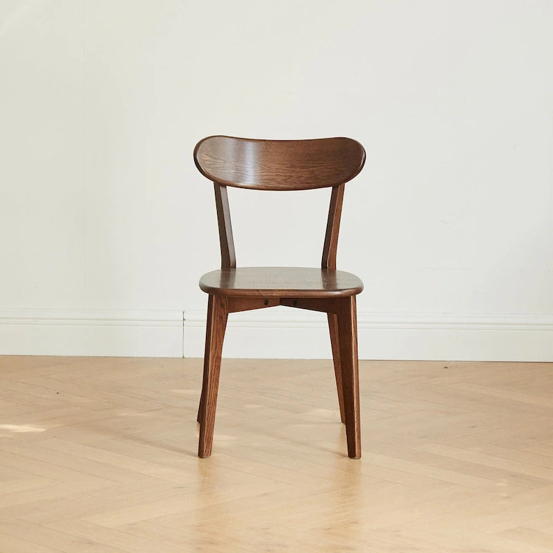 Solid Oak Dining Chair with Ergonomic Curved Backrest