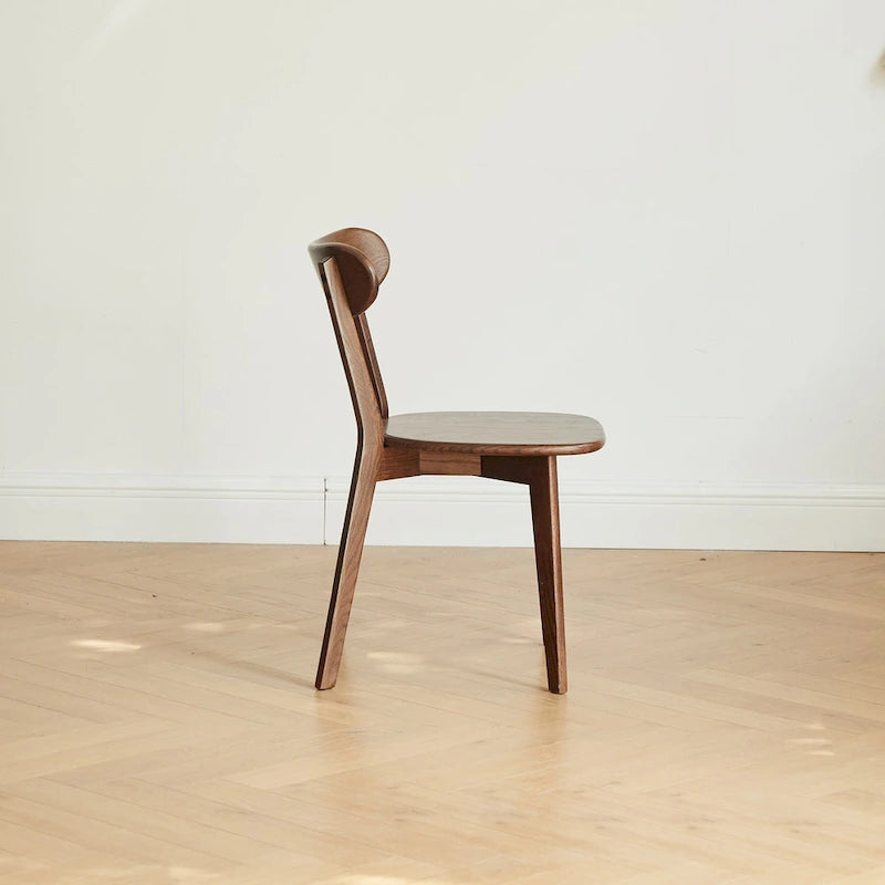 Solid Oak Dining Chair with Ergonomic Curved Backrest