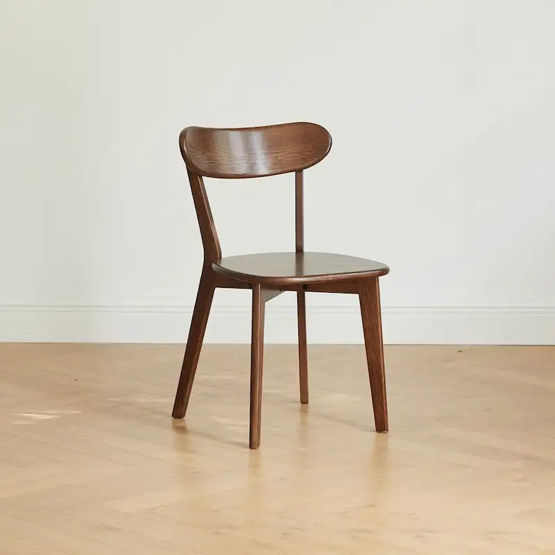 Solid Oak Dining Chair with Ergonomic Curved Backrest
