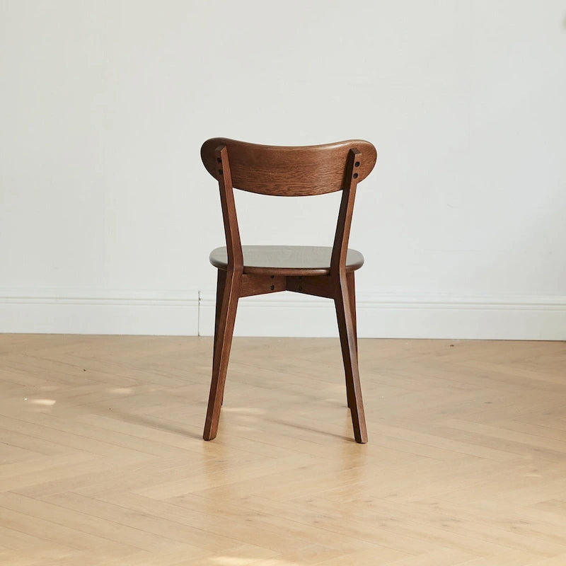 Solid Oak Dining Chair with Ergonomic Curved Backrest